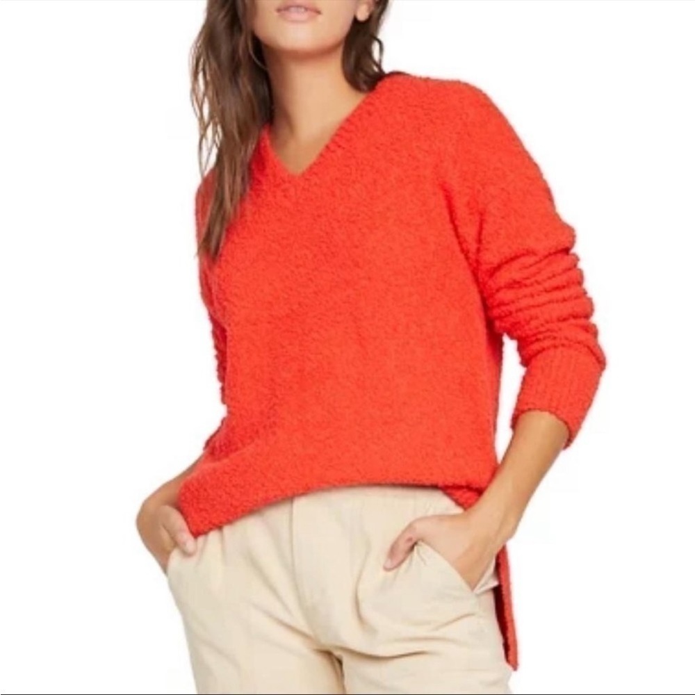 Sanctuary Poppy Red Boucle Teddy Long Sleeve Sweater Size